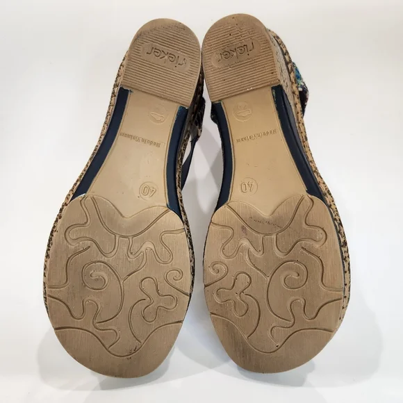 Rieker Antistress Blue Peacock Multi Patterned Wedge Sandals, EU 40, US 9 - Picture 5 of 6